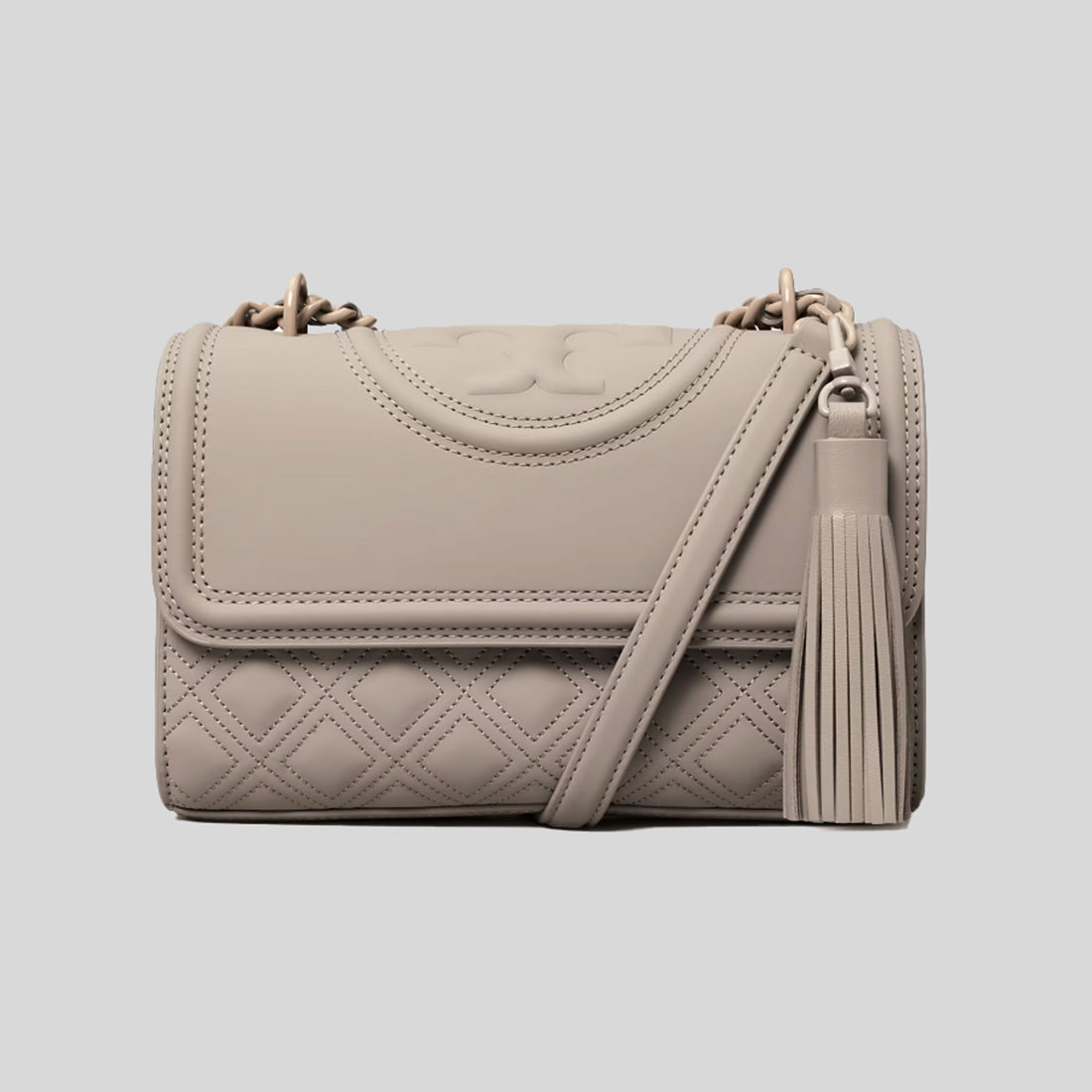 Tory Burch Small Fleming Matte Convertible Shoulder Bag Gray Heron 825
