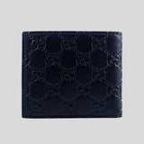 GUCCI Men's Signature GG Leather Bifold Wallet Navy 779836