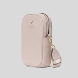 KATE SPADE Emma Pebbled Leather North South Phone Crossbody Bag Cozy Grey KK258