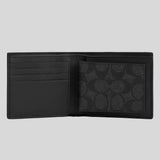 COACH Men's 3 In 1 Wallet In Signature Canvas Charcoal/Black PRINT VARIES CW380