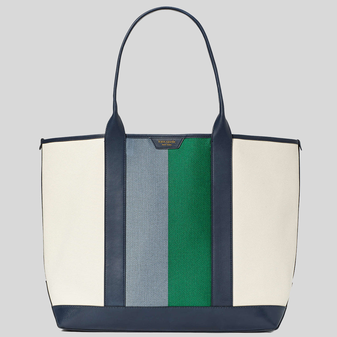KATE SPADE Racing Stripe Canvas Large Tote Blazer Blue KB956 LussoCitta