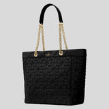 KATE SPADE Spade Flower Quilted Fabric XL Tote Black KK074