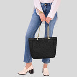 KATE SPADE Spade Flower Quilted Fabric XL Tote Black KK074