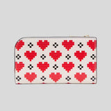 KATE SPADE Devin Pixel Hearts Small Slim Bifold Wallet Cream Multi KJ872