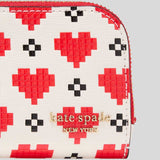 KATE SPADE Devin Pixel Hearts Small Slim Bifold Wallet Cream Multi KJ872