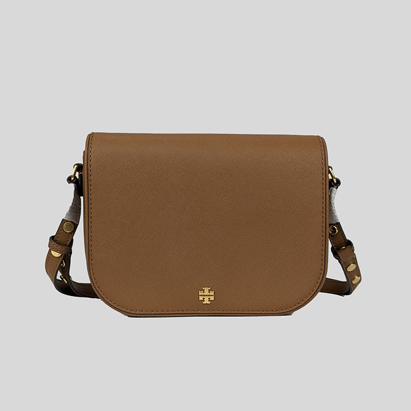 Tory Burch Emerson Saffiano Top Handle Crossbody Moose