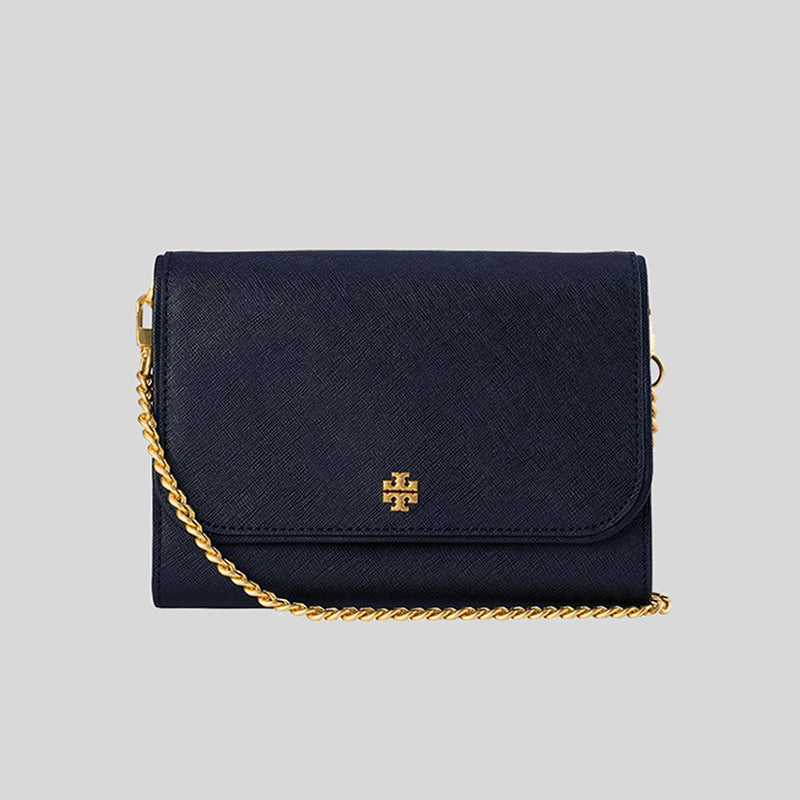 Tory Burch Emerson Leather Chain Wallet Crossbody Bag Tory Navy