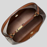 MICHAEL KORS Pratt Medium Two-Tone Signature Logo Shoulder Bag Brown Multi 35F5G3FS6V