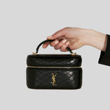 SAINT LAURENT YSL Gaby Vanity Bag In Lambskin Black 7667311EL07