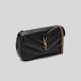 SAINT LAURENT YSL Loulou Mini Chain Bag In Quilted Lambskin Black 821749AAEAX