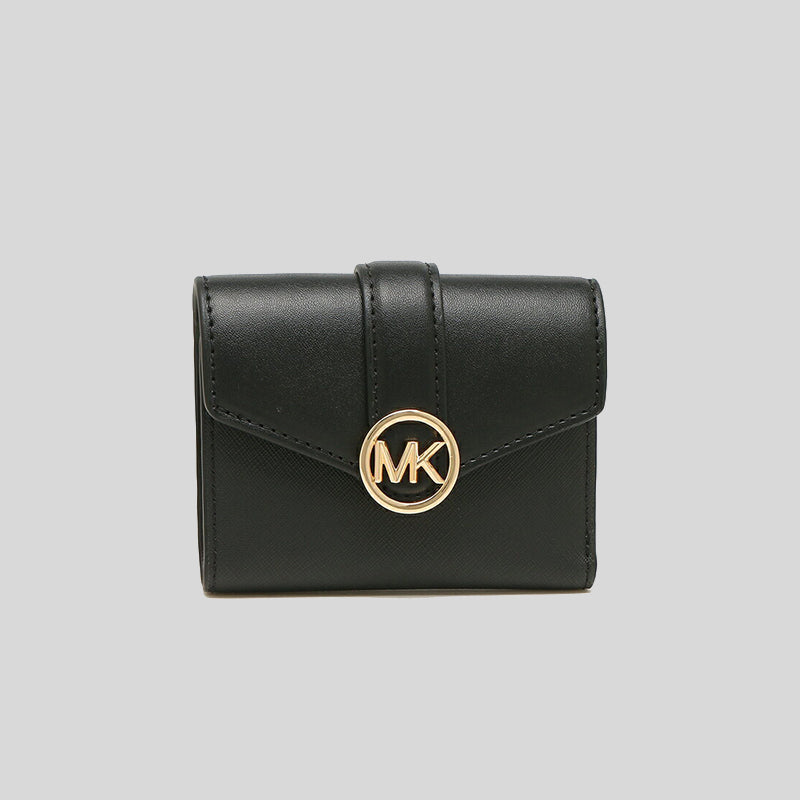 Michael Kors Carmen Medium Logo Leather Wallet In Black NWT