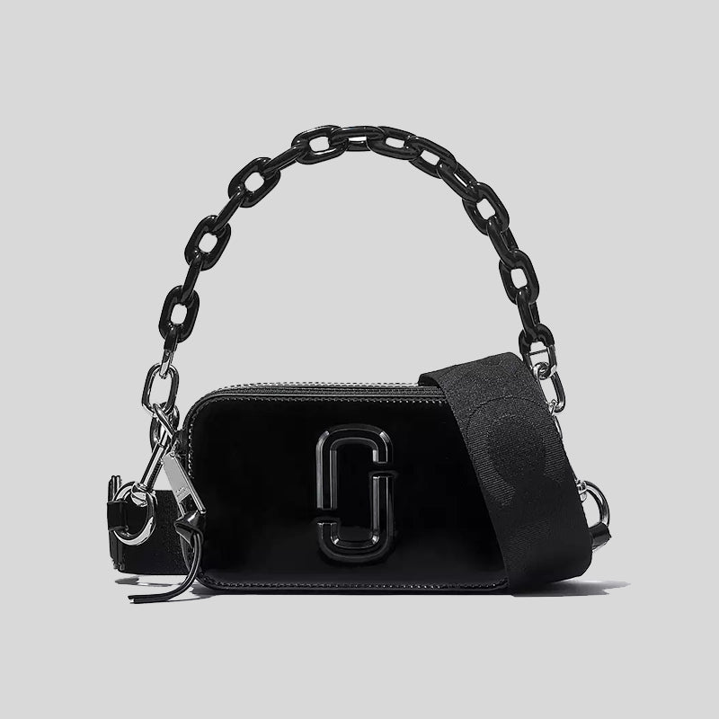 Marc Jacobs The Patent Leather Snapshot Small Camera Bag Black