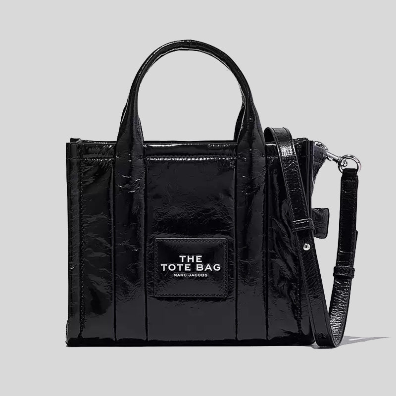 MARC JACOBS The Shiny Crinkle Small Tote Black H065L01PF22 MARC JACOBS The Shiny Crinkle Small Tote Black H065L01PF22
