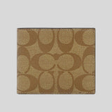 Coach Men's ID Billfold Wallet In Signature Canvas Tan F66551
