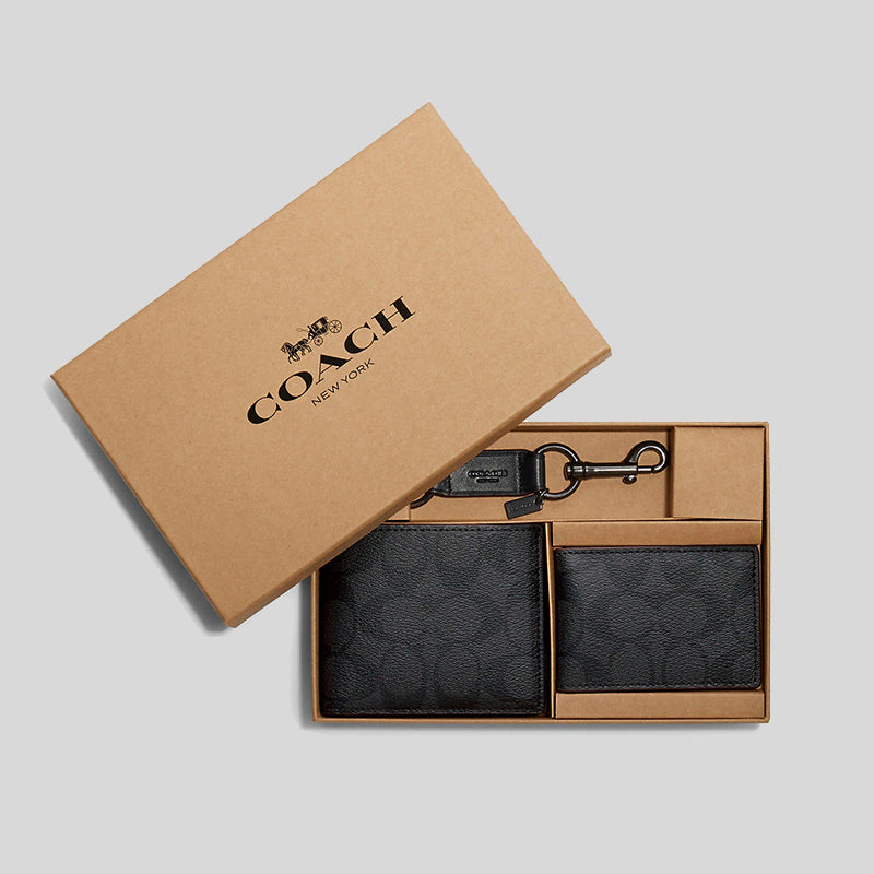 Coach Boxed 3 In 1 Wallet Gift Set In Signature Canvas F41346
