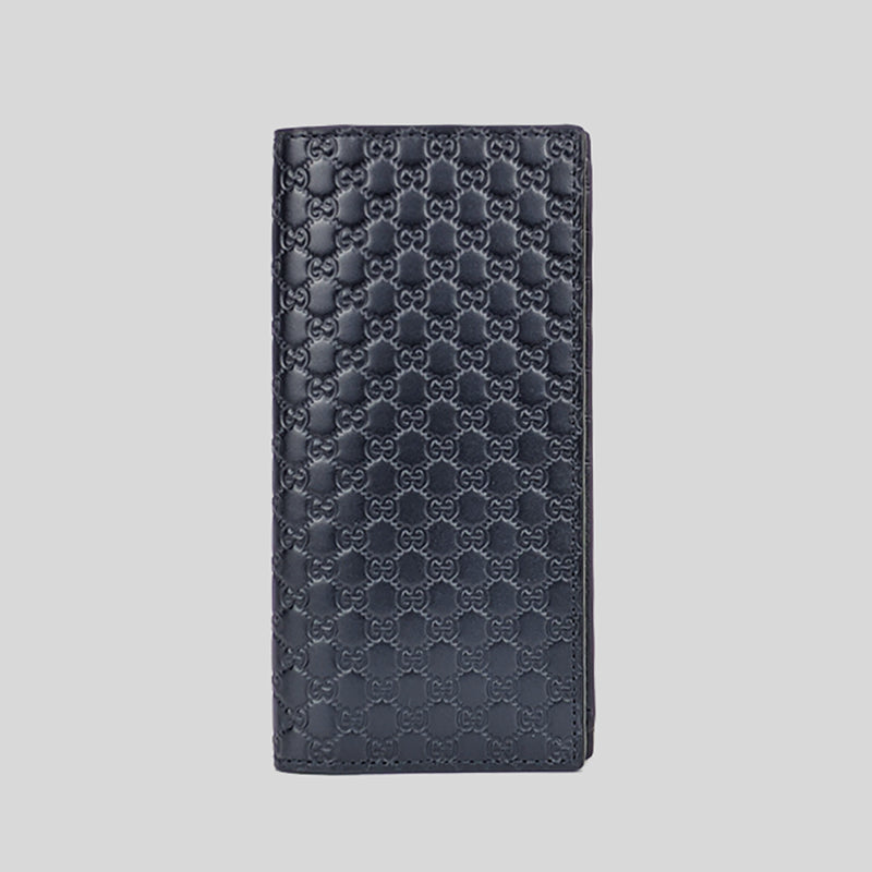 GUCCI Mens Wallet microguccissima Dark Blue GG Bifold Signature