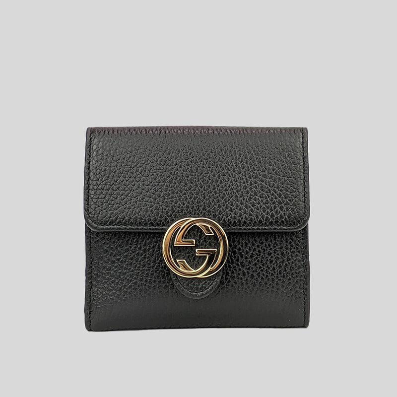 GUCCI Interlock GG Bifold Leather Wallet Black 615525 LussoCitta