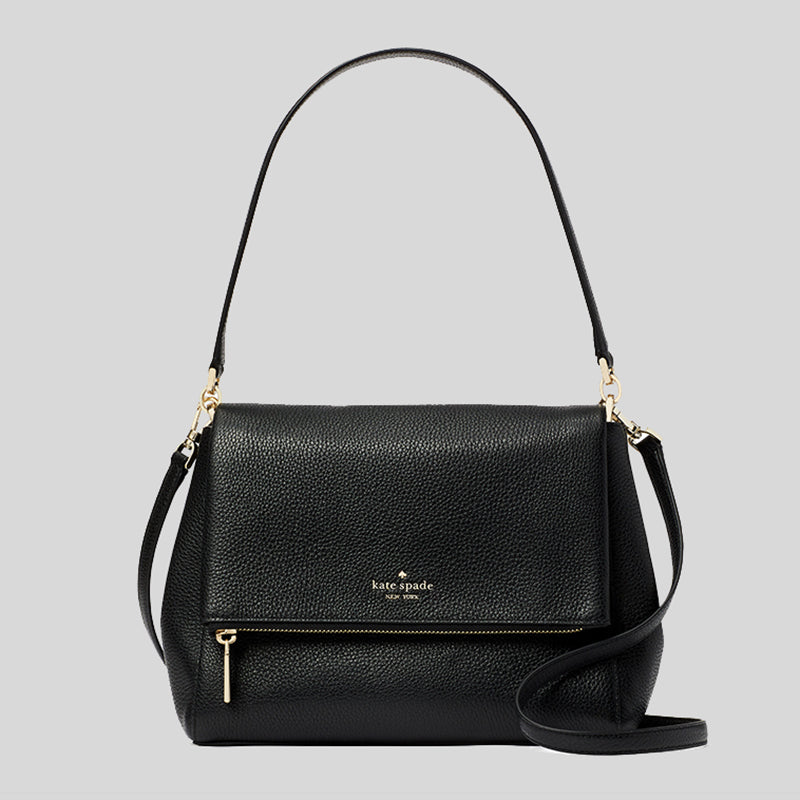 Kate Pebbled Leather Flap Crossbody Bag