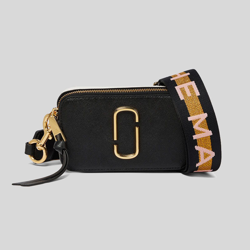 The Marc Jacobs Snapshot Coated Leather Camera Bag In New Black Multi