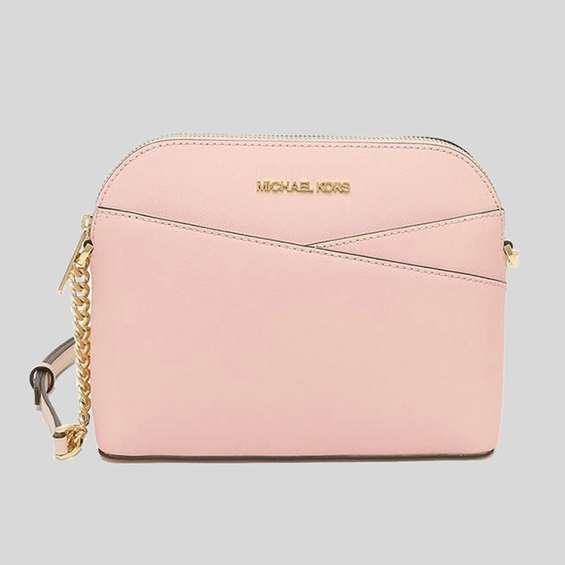 Michael Kors Jet Set Travel Medium Dome Leather Crossbody Powder Blush Pink