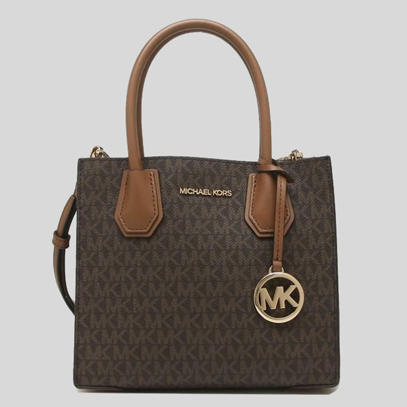 Michael kors tan and white bag best sale
