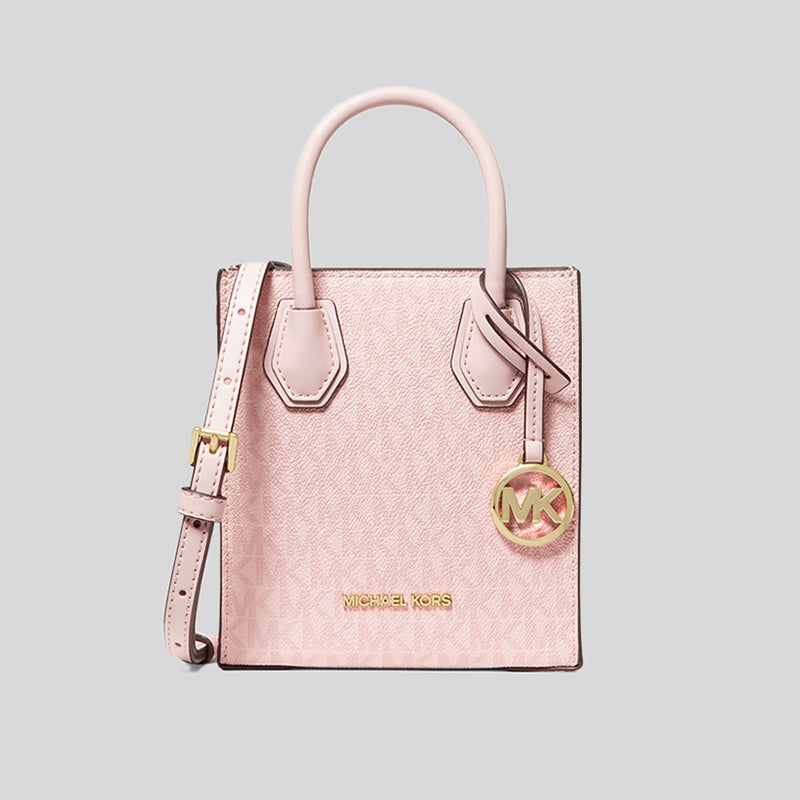 MICHAEL KORS Mercer 35S1GM9M2B Medium Logo and Leather Accordion Crossbody  Bag In Powder Blush Multi 