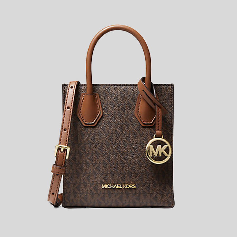 MICHAEL KORS Mercer Extra Small Logo and Leather Crossbody Bag Brown 3 LussoCitta