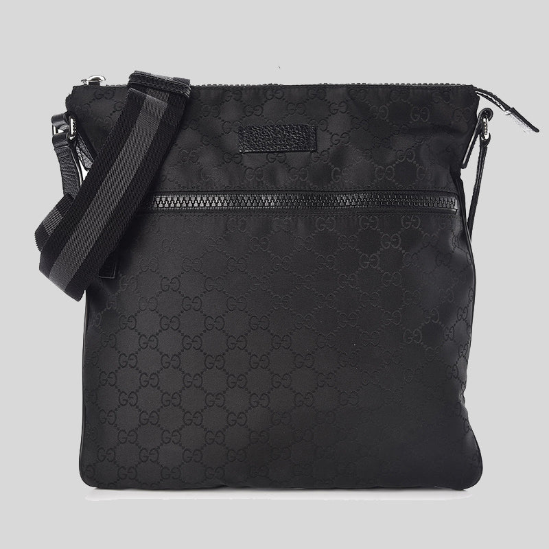 GUCCI Signature GG Nylon Messenger Bag Black 449185 LussoCitta