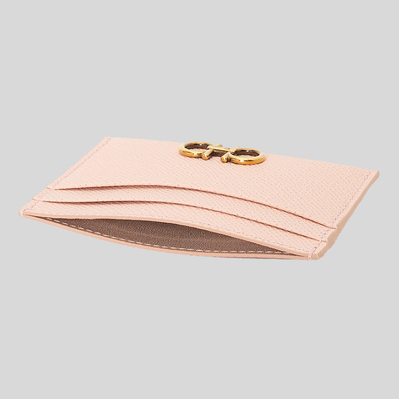 Salvatore Ferragamo Calf Leather Card Holder Light Pink 0746667