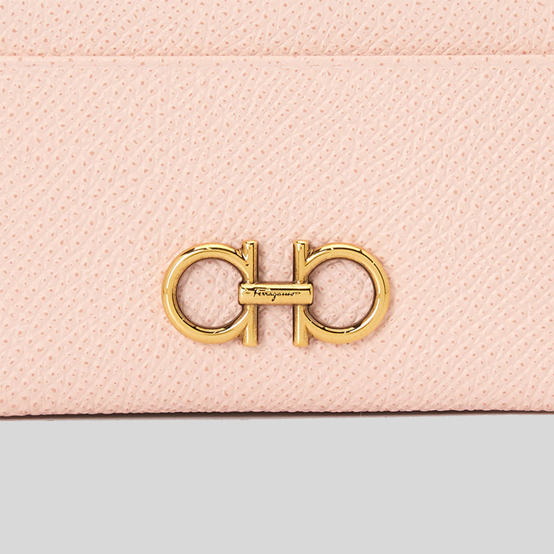 Salvatore Ferragamo Calf Leather Card Holder Light Pink 0746667