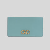 Salvatore Ferragamo Calf Leather Medium Bifold Wallet Tyrone Turquoise 0750033 lussocitta lusso citta