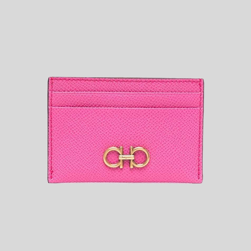 Salvatore Ferragamo Calf Leather Card Holder Hot Pink 0750042 Luxury handbag chanel Dior lv gucci coach Kate spade Marc Jacobs TORY BURCH Michael Kors ferragamo Burberry lusso citta lussocittaa designer handgab