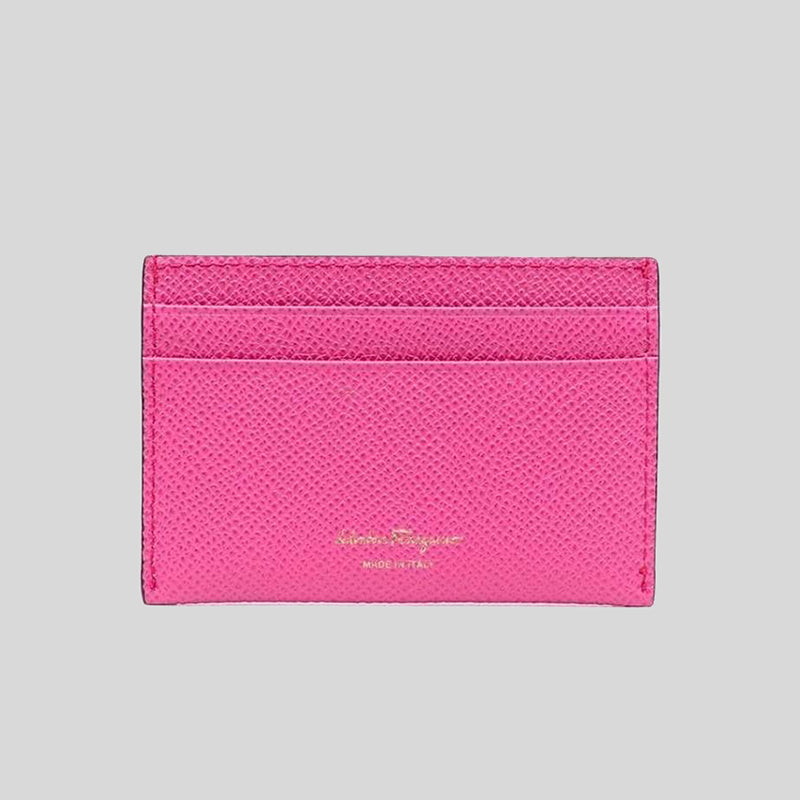 Salvatore Ferragamo Calf Leather Card Holder Hot Pink 0750042