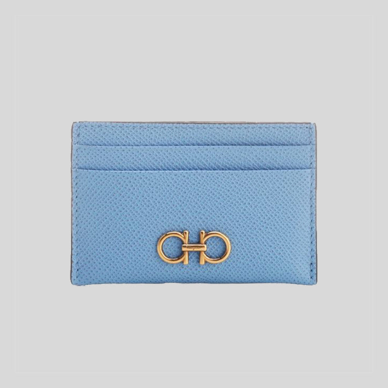 Salvatore Ferragamo Calf Leather Card Holder Nigella Blue 0752760 lussocitta lusso cittaSalvatore Ferragamo Calf Leather Card Holder Nigella Blue 0752760 lussocitta lusso citta