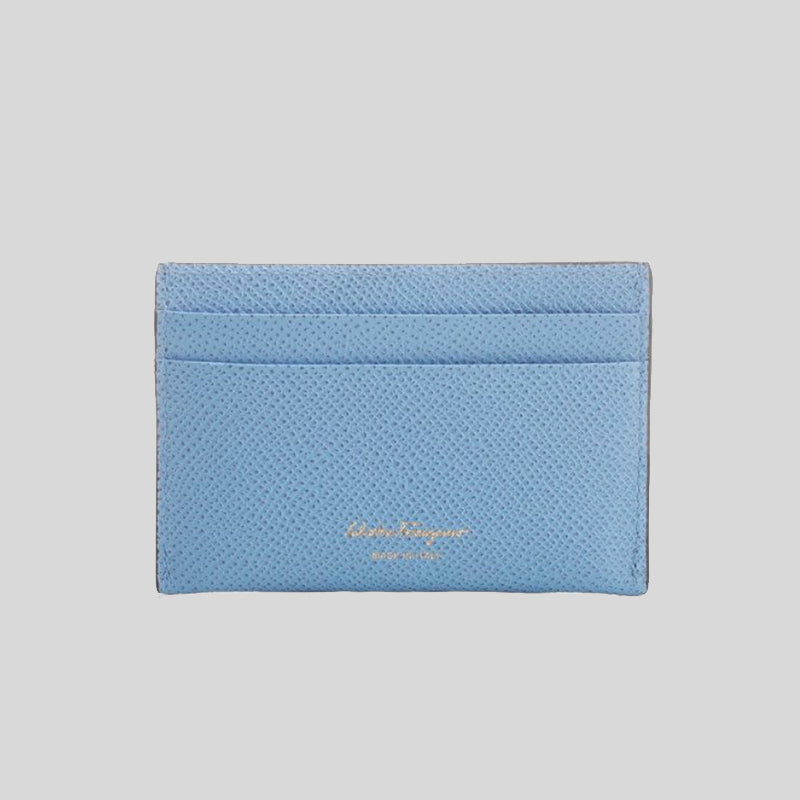 Salvatore Ferragamo Calf Leather Card Holder Nigella Blue 0752760