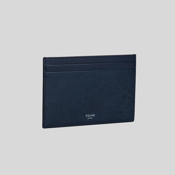 CELINE Multifunction Card Holder In Grained Leather Navy 10B763