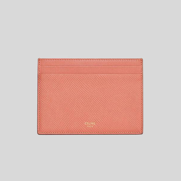 CELINE Multifunction Card Holder In Grained Leather Coral 10B763