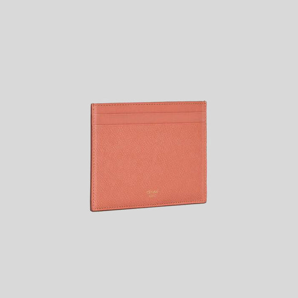 CELINE Multifunction Card Holder In Grained Leather Coral 10B763