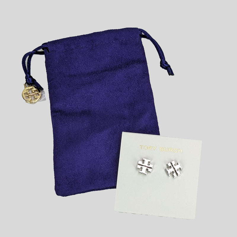 TORY BURCH Small Logo Stud Earring Tory Silver 143361