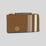 TORY BURCH Robinson Pebbled Top Zip Card Case Tiger's Eye 146012