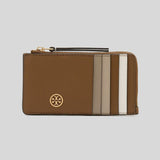 TORY BURCH Robinson Pebbled Top Zip Card Case Tiger's Eye 146012 lussocitta lusso citta