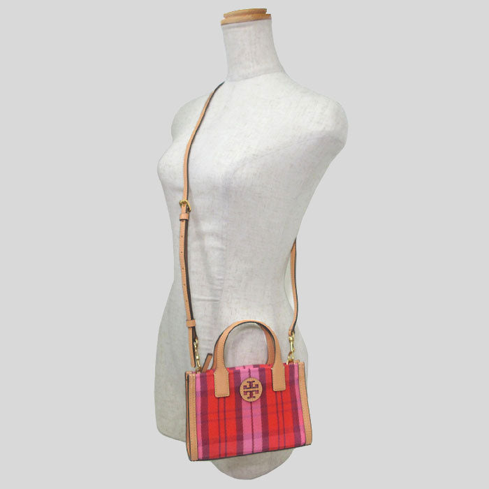 TORY BURCH Nylon Mesh Mini Tote Pink Red Multi 150103