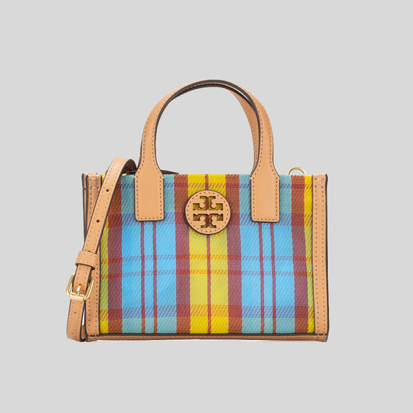 TORY BURCH Nylon Mesh Mini Tote Yellow Blue Multi 150103