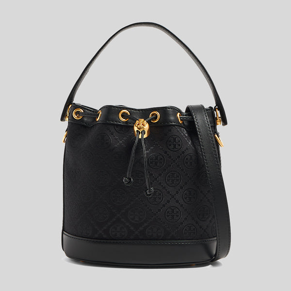 TORY BURCH T Monogram Jacquard Bucket Bag Black 152127 lussocitta lusso citta