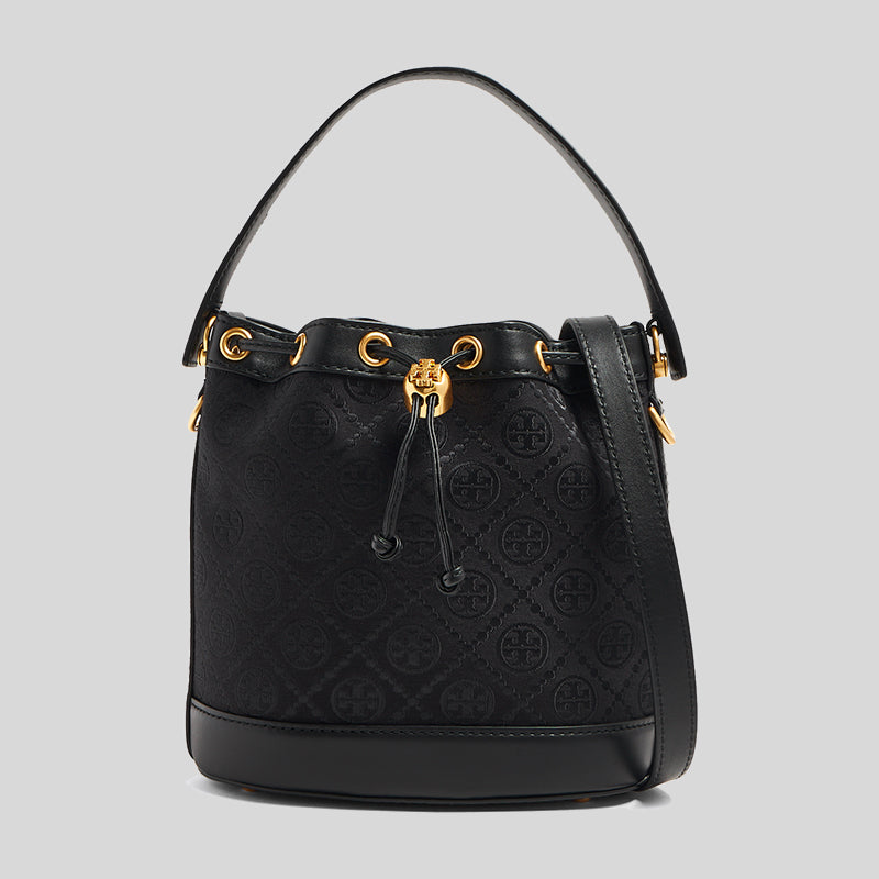 TORY BURCH T Monogram Jacquard Bucket Bag Black 152127 lussocitta lusso citta