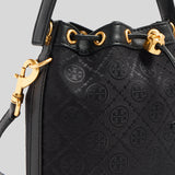 TORY BURCH T Monogram Jacquard Bucket Bag Black 152127