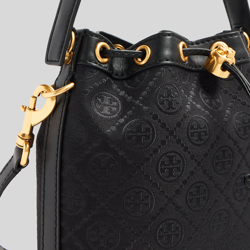TORY BURCH T Monogram Jacquard Bucket Bag Black 152127