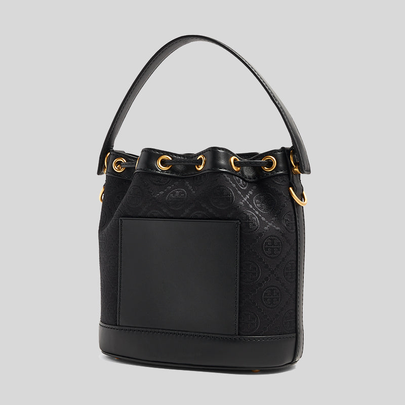 TORY BURCH T Monogram Jacquard Bucket Bag Black 152127