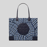 Tory Burch Ella Printed Tote Bag Navy Warped Gingham 145610 lussocitta lusso citta