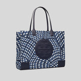 Tory Burch Ella Printed Tote Bag Navy Warped Gingham 145610